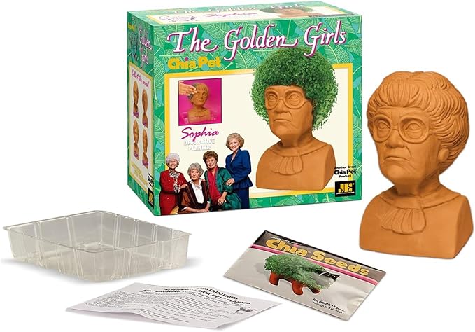 Chia Pet Golden Girls Sophia with Seed Pack, Decorative Pottery Planter, Easy to Do and Fun to Grow, Novelty Gift, Perfect for Any Occasion