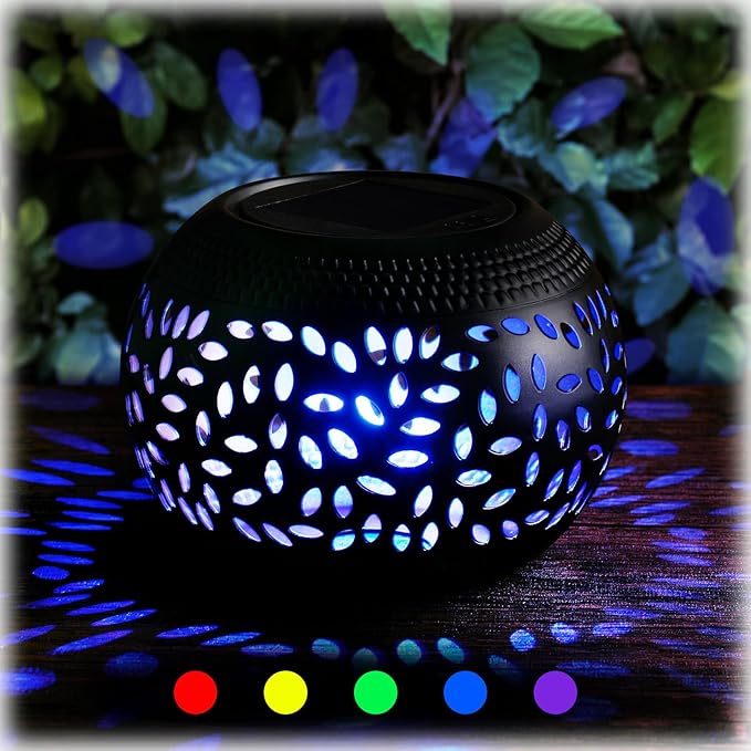 Reginary Solar Table Lantern Outdoor Waterproof Dancing Flame 7 Color Changing 2 Modes Metal Tabletop Light Desktop Decorative Lamp Auto On/Off Dusk to Dawn for Desk Patio Garden Pathway Yard
