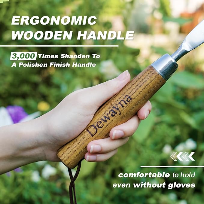 Crack Weeder, L-Shaped Stainless Steel Crevice Weeding Tool, Comfortable Grip Wood Handle Paver Weeder, 11'' Sidewalk Weed Removal Tool for Garden Lawn, Bricked Patio and Terrace Paving Moss