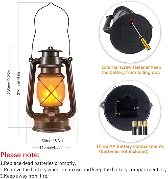 Battery-Powered LED Lanterns Decorative Outdoor & Indoor,2 Pack Bronze Vintage Lanterns with Dancing Flame,Retro Style Lantern Decor for Room Waterproof Remote Control Lanterns Decor for Garden,Porch