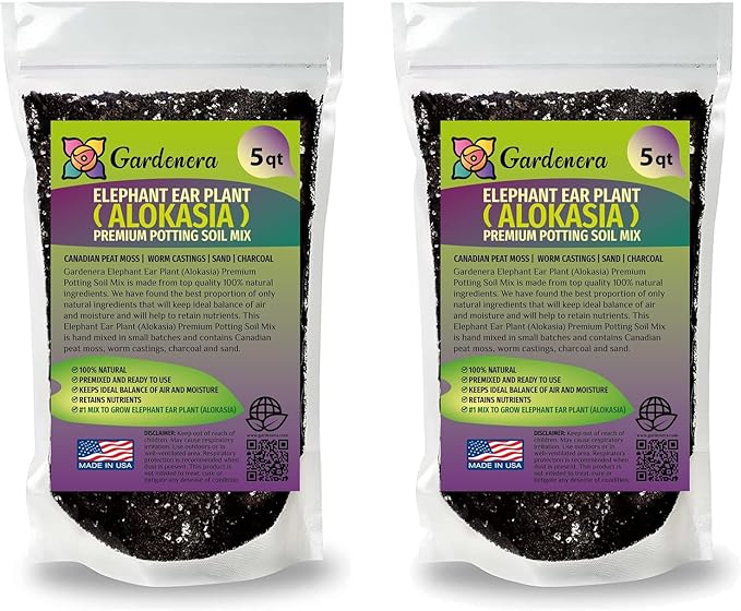 Elephant Ear Plant Potting Soil - All-Natural Blend for Thriving Alokasia Plants - Promotes Healthy Root Penetration and Nutrient Uptake - 10 Quart