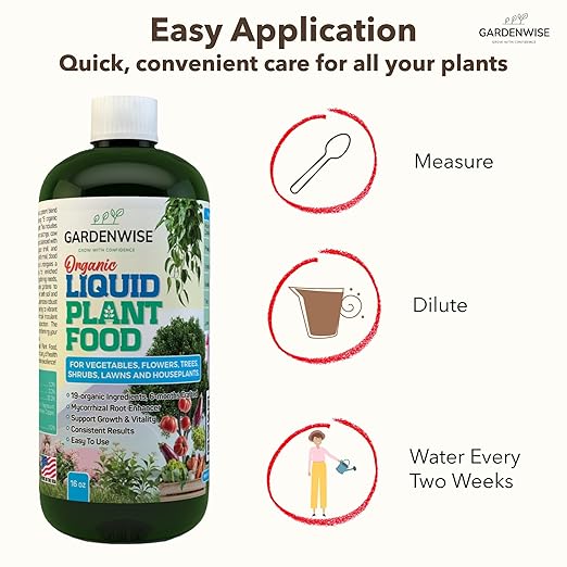 Organic Liquid Plant Food for Indoor Houseplants – All Purpose Fertilizer for Potted Plants, Vegetables, Succulents, Orchids, Roses – Miracle Growth with Mycorrhizae (8 oz)