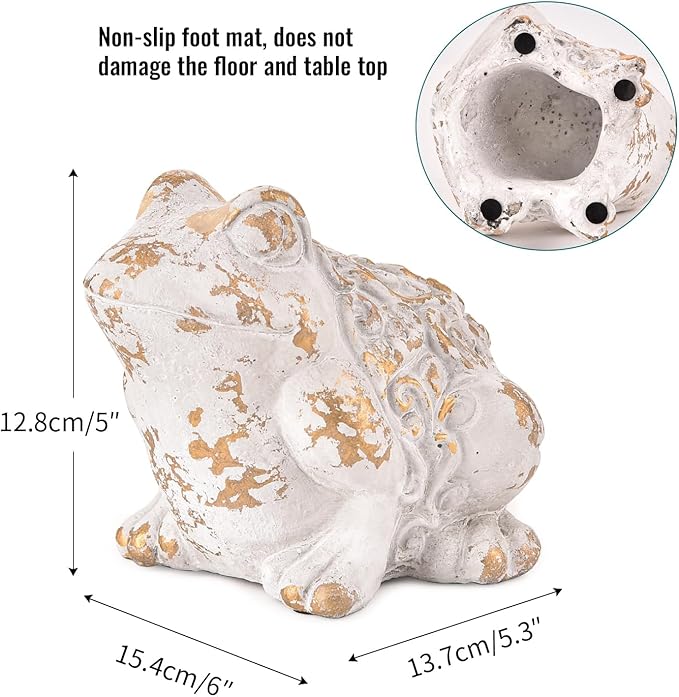 Sungmor Frog Figurine Garden Decor, Cement Frog Statue for Patio Yard Lawn Ornament, Indoor Outdoor Large Stone Decorations Statue, Funny Animal Sculpture Gardening Gift