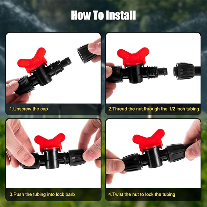 8pc 1/2 inch Irrigation Fittings ANTI-DROP Drip Irrigation Valve,Lock Barbed Valve For (1/2" ID x0.6-0.63" OD) Drip Tubing Anti-Drop Drip Irrigation Fittings