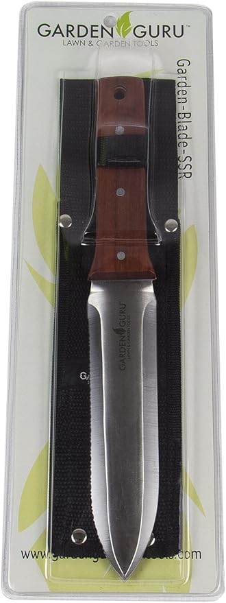 Garden Guru Hori Hori Gardening Knife for Weeding, Digging, Pruning, and Cultivating - Stainless Steel Full Tang Blade | Marks for Measuring Planting Depth