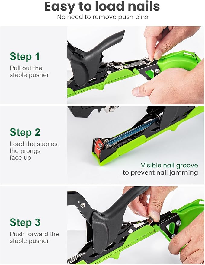 GROWNEER Upgraded Plant Tying Machine, Garden Tape Tool with 25 Rolls Tapes and 10000pcs Staples, Lightweight Plant Tape Gun Tying Tape Tool to Tie Up Vine Tomatoes Grapes Vegetables Garden, Green