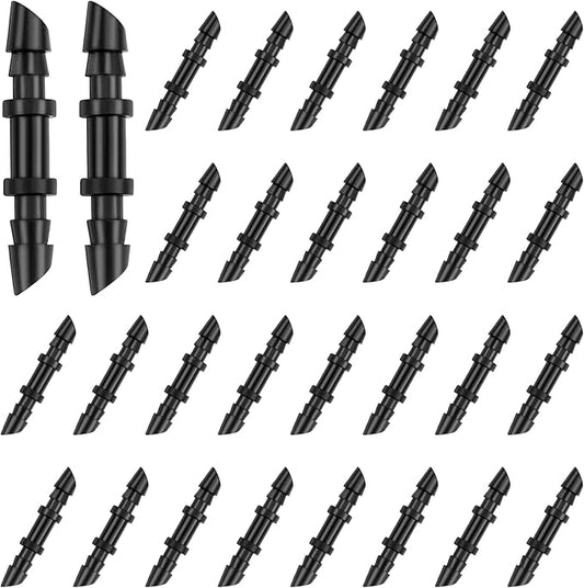50 Pcs Drip Irrigation Coupling Fittings, 1/4'' Drip Irrigation Tubing, Straight Coupling/Single Barbed Connectors for Universal 1/4 Inch Irrigation Tubing