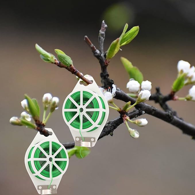 8 Pack Twist Tie 2624 Feet Green Garden Plant Ties with Cutter, Reusable Green Twist Ties for Gardening Plants Growth and Care, Office Home Cable Organization