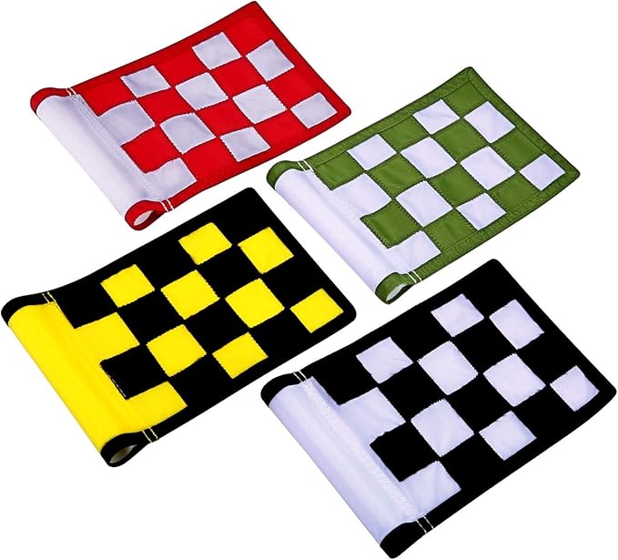 Golf Flag,Konday Checkered Training Putting Green Flags, Golf Target Flags for Indoor Outdoor Backyard Garden,8.7inch*6inch (4-pack)