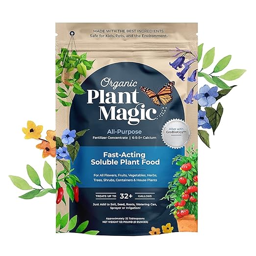 Organic Plant Magic - Truly Organic™ Fast-Acting Water Soluble Plant Food - All-Purpose Fertilizer Concentrate for Flower, Vegetable, Herb, Fruit Tree, Garden & Indoor Houseplants [One 1/2 lb Bag]