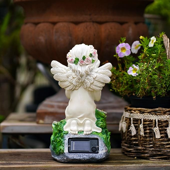 Angel Garden Decor Statue Solar Angel Decorations for Yard Outdoor Decorations for Patio Gift for Mom