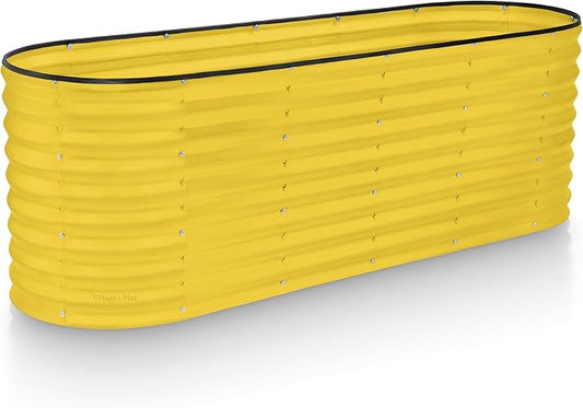 Galvanized Raised Garden Beds Outdoor // 6×2×2 ft Planter Raised Beds for Gardening, Vegetables, Flowers // Large Metal Garden Box (Yellow) // Patented Tool-Free Design