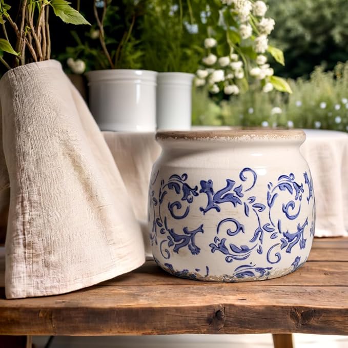 Ceramic Planters for Indoor Plants, Plant Pots with Drainage Hole, 6.29in. Flower Pots for Indoor Plants, Planters & Succulent Pots, Crackle Glaze Finish Plant Pots Indoor, Light Blue