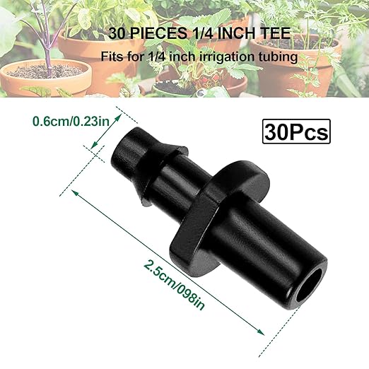 Drip Irrigation Parts, 1/4 Drip Irrigation Fittings Drip Irrigation Kit - Drip Line Connectors 1/4 Barbed Connector Drip Irrigation Connectors 1/4 Irrigation Tubing 30 Pcs