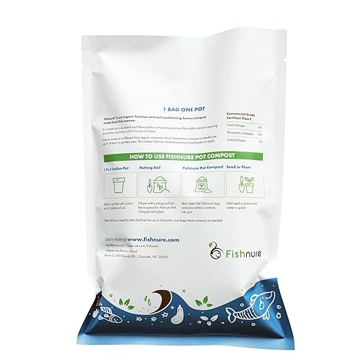 Fishnure - Humus Fish Compost Fertilizer for Indoor Plants, Outdoor Houseplant Fertilizer, Plant Food for Houseplants, Gardener Gifts, 1 lb Convenience Pack for 3-Gallon Pot