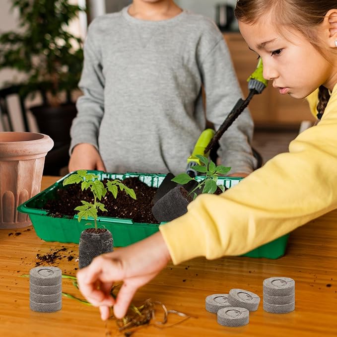 Halatool 100 Pcs 30mm Peat Pellets Block Potting Soil for Seedlings, Compressed Garden Soil Seed Starter Nutrient Peat Pods for Starting Seeds, Planting Flowers, Vegetables, Herbs