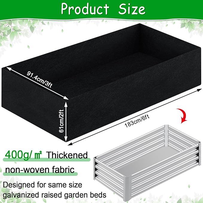 6x3x2ft Fabric Raised Garden Bed liner for Planter Raised Beds, Garden Grow Bed Bags to Grow Vegetables, Flowers, Fruits, Herbs, and Succulents, Rectangle Planting Container for Outdoor, 269 Gallon