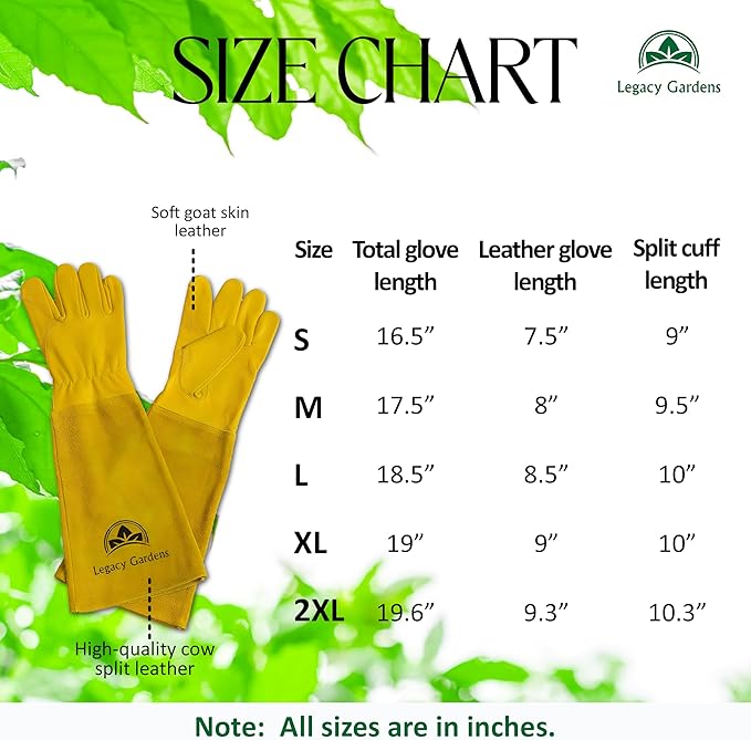 Thorn Resistant Leather Gardening Gloves for Men & Women – Long Gauntlet Rose Pruning Gloves with Forearm Protection for Pruning and Yard Work (Medium, Yellow)