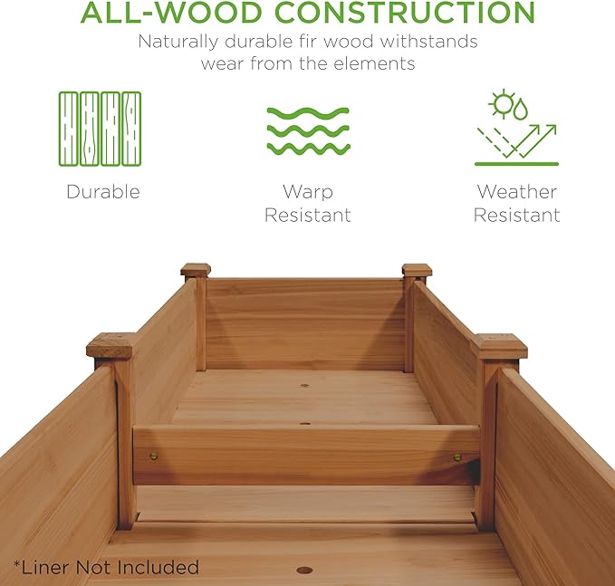 Best Choice Products 72x23x30in Raised Garden Bed, Elevated Wood Planter Box Stand for Backyard, Patio, Balcony w/Divider Panel, 6 Legs, 300lb Capacity - Acorn Brown