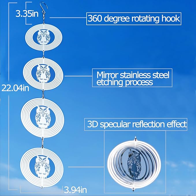 12 Discs Owl Bird Scare Discs Set-Highly Reflective Double-Sided Bird Reflectors,Extra Sparkly Owl Wind Spinner Outdoor Garden Decor, Bird Devices Deterrent to Scare Birds Away from Yard Patio Farm