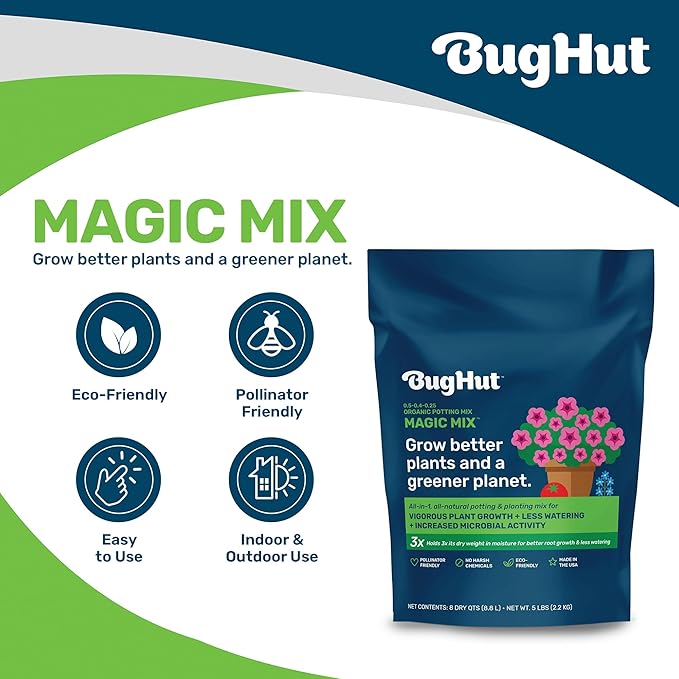 Magic Mix Peat Free Organic Potting Soil for Indoor Plants and Outdoor – Nutrient-Rich Garden Soil for Vegetables, Fruits, Herbs, and Flowers – Potting Mix Moisture Retaining, 5 lb Bag