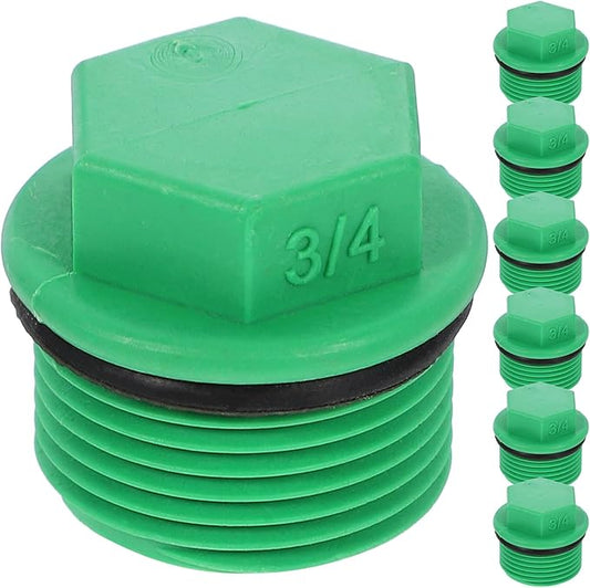 Baluue 10pcs Garden Hose Plugs and Caps, 3/4" Plastic Tubing Stoppers, Green Ppr Material, Prevents Leakage, Ideal for Garden Irrigation and Water Supply