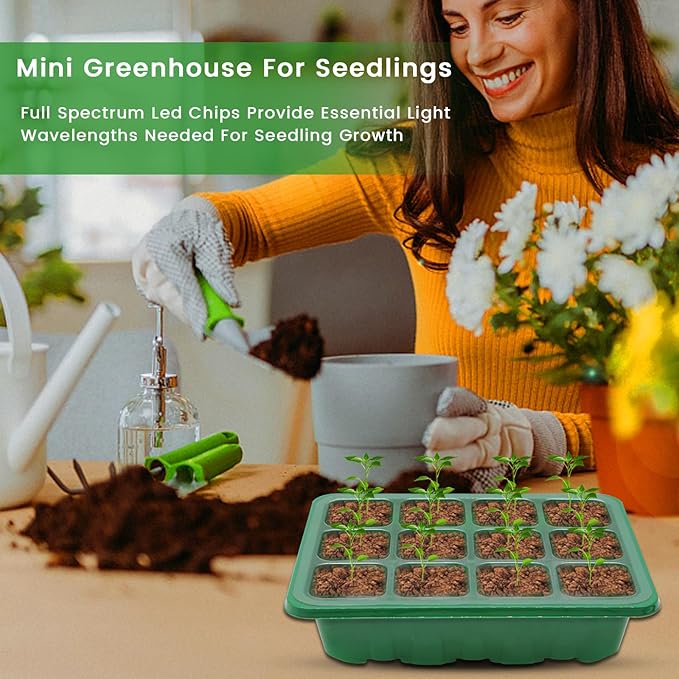 Seed Starter Tray, 5PCS Seed Starter Kit with Humidity Dome, Seedling Starter Tray 60 Cells Total, Mini Greenhouse for Indoor Plants, Indoor Germination Kit (Seed Starter Tray)