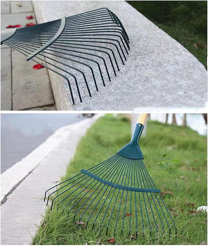 Landscape Rake,Rake Head Replacement,Metal Rake,Rakes for Lawns, Garden Rake Head Replacements 22 Teeth Steel Fan Rake for Leaves, Leaf Rakes for Lawns, Yard Rake,Hand Rake Garden Tool with Gloves