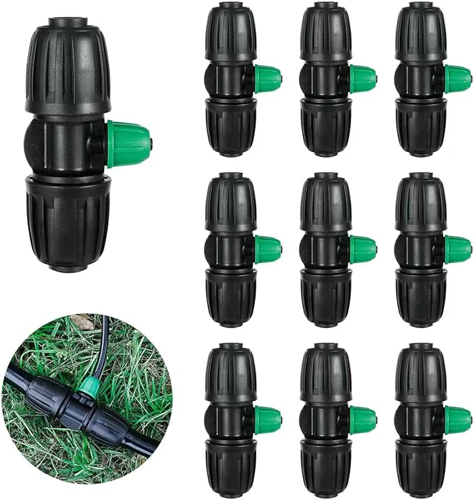 12 Pcs Lock Barbed Tee 1/2 inch Tubing to 1/4 Inch Tubing ANTI-LEAK Irrigation Fittings for (1/2'' ID x 0.60''-0.63'' OD) Locked Barbed Tee Connectors(12Pcs Lock Barbed Tee Three Way)