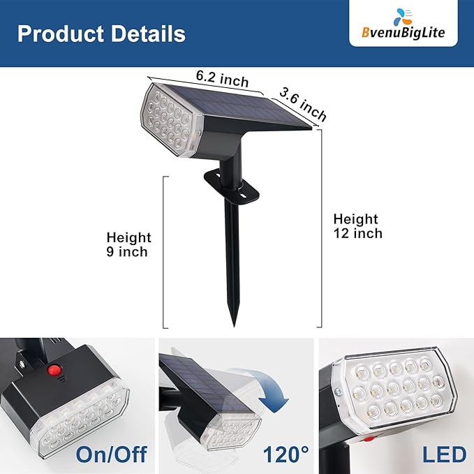 Solar Lights Outdoor Waterproof: IP65 Led Spot Light Decorations for Garden - Multicolor RGB Solar Powered for Yard - Dust to Dawn Uplighting Landscape Pathway Drive Patios 2PC