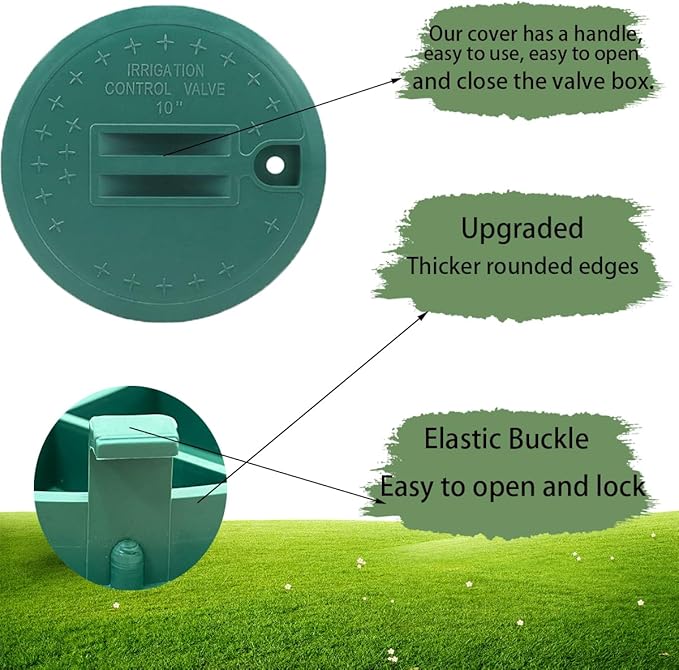 2PCS Sprinkler Valve Cover Irrigation Valve Box Cover Lid for Sprinkler Irrigation System Round Valve Overlapping Covers for Garden Outdoor Lawn Yard Sprinkler(10inch)