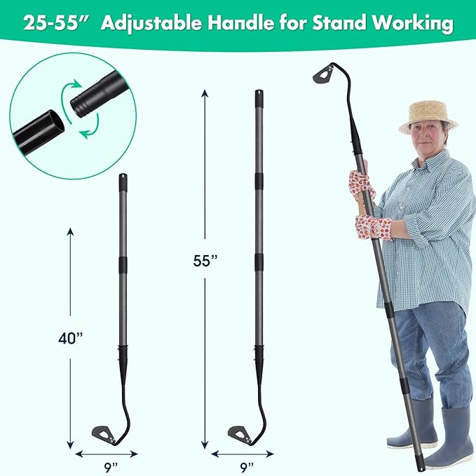 Hardened Hollow Hoe with Long Handle,Heavy Duty Garden Hoes for Weeding Loosening Soil Digging Planting Ridging, Handy Hoe Garden Tool (55")