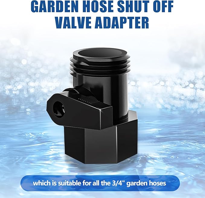 Garden Hose Shut Off Valve Adapter Brass Garden Hose Connector Fit for 3/4" Standard Water Shut Off Valve Thread Connector, for Irrigation System, RV Connection, Garden Sprays, Sprinklers -2 Pack