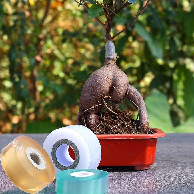 Garden Grafting knife,Stainless Steel Double Blades Rosewood Handle Pruning Knife,3 Grafting Tape Buddy Tape for Fruit Trees,Gardening Grafting Tool