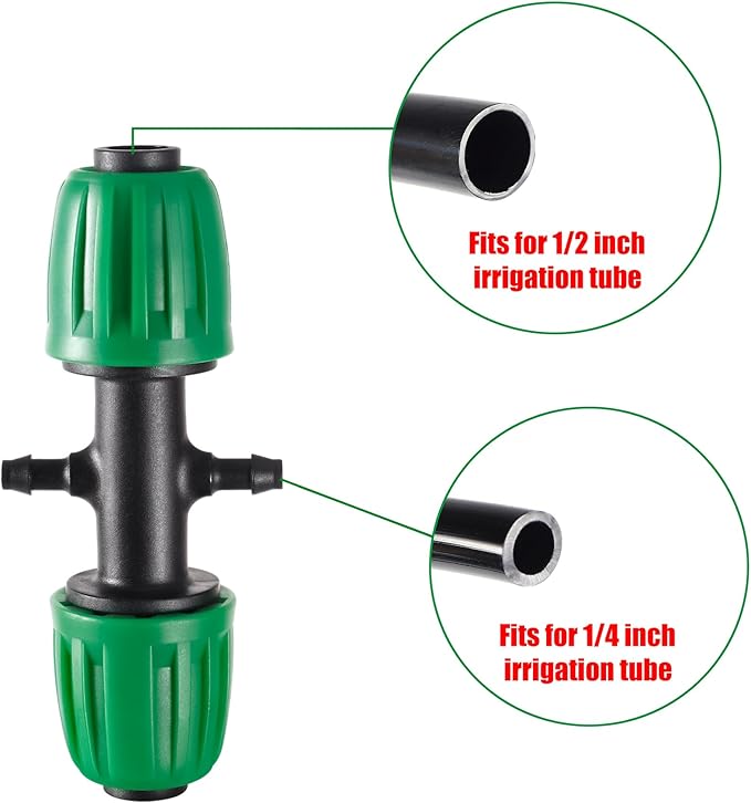 1/2 inch Tubing (1/2" ID x0.6-0.63" OD) 16mm to 1/4 inch Irrigation Tube Anti-Drop Barbed Hose Fittings (Fits 13mm ID / 4mm ID) (1/2 to 1/4 inch Fittings Kit)