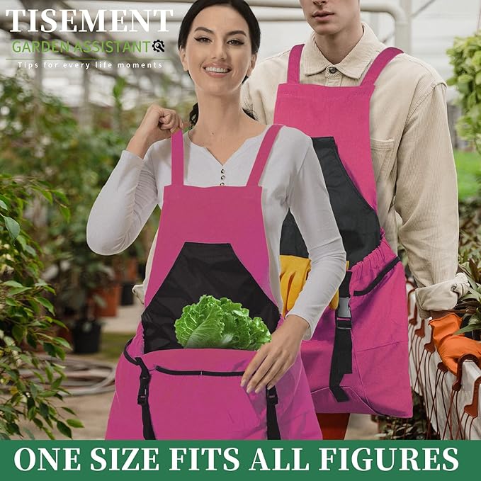 Gardening Apron,Unisex 8Oz Waterproof Canvas Garden Apron with Pockets for Harvesting, Gardening Gifts for Women