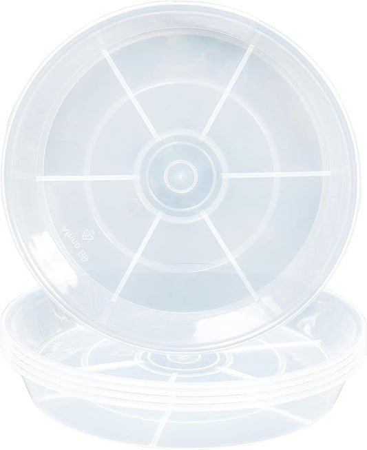 6 Pack Plant Saucer Drip Tray 11 12 inch, Pot Base for Plants Indoor, Heavy Sturdy Plastic Planter Flower Pot Saucers for Outdoor Garden, Plant Water Drip Trays for pots (12", Clear)