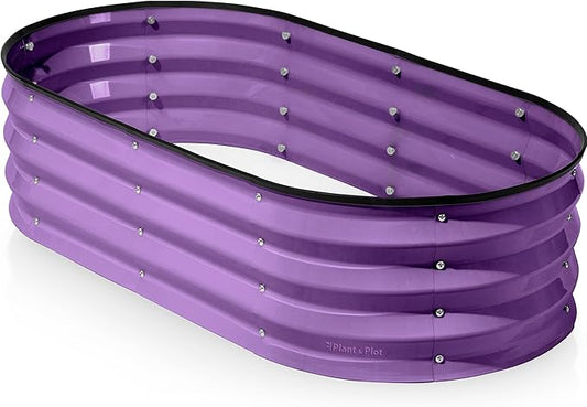 Galvanized Raised Garden Beds Outdoor // 4×2×1 ft Planter Raised Beds for Gardening, Vegetables, Flowers (Purple) // Large Metal Garden Box