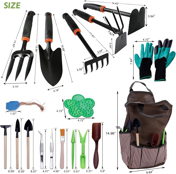 Garden Tool Set,33 Piece Heavy Duty Gardening Tools with Organizer Handbag and Gloves,Extra Hand Tools Kit is Ideal Gardening Gifts for Women and Men