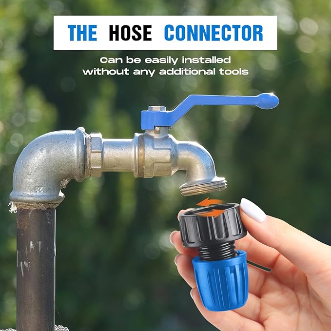 32 Pcs 1/2" Tubing Irrigation Fittings Kit 1/2" ID x 0.6-0.63" OD 16 mm Drip Irrigation Barbed Connectors 4 Switch Valves, 8 Tees, 8 Couplings, 4 Elbows, 4 Ends, 4 Adapters (Blue)