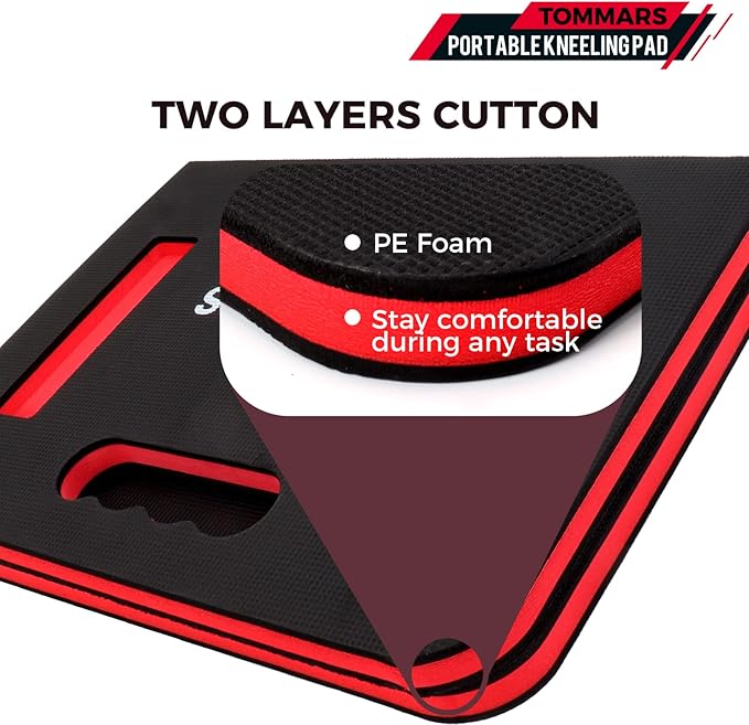 TOMMARS 0.9" Foldable Thick Kneeling Pad, 2 Fold Comfortable Foam Knee Pads Cushion Mat for Gardening, Yardwork, Workshop Repairing