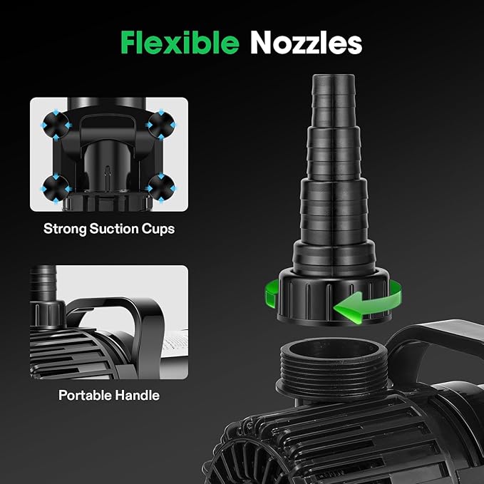 VIVOSUN 2700 GPH Submersible Water Pump with Barrier Bag, 120W Pond Pump, Ultra Quiet Aquarium Pump with 15FT. Lift Height for Pond, Waterfall, Fish Tank, Statuary, Hydroponic