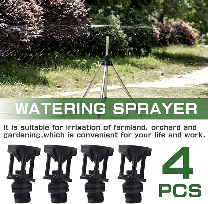 4 Pack Wobbler Irrigation Sprinkler, 1/2 inch Water Saving Wobbler Sprinkler Head, 46 to 79 ft Spray Distance Garden Wobblers for Irrigation Medium Lawn, Yard and Areas