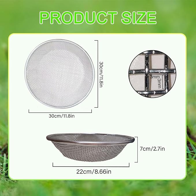 1/8 Inch Compost Sifter for Garden Sand Soil, Garden Potting Mesh Sieve Sifting Pan,Soil Sifter Mesh Gardening Tool Best for Plants and Flowers Growth