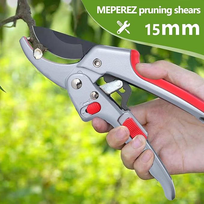 Upgraded Garden Clippers, Adjustable Germany Pruners, Work 3 Times Easier, Professional Pruning Shears, Cutting Rose, Flower, Hedge, Stem, Sharp Gardening Scissors, Arthritis Weak Hand Snips