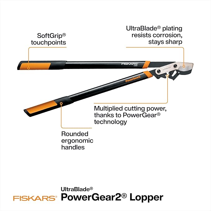 Fiskars 32-Inch Loppers for Tree Trimming, Heavy Duty, Low-Friction Sharp Steel Blade, Branch Cutter up to 2-Inch Diameter Cut Capacity, PowerGear2 Technology that Multiplies Power for Less Effort