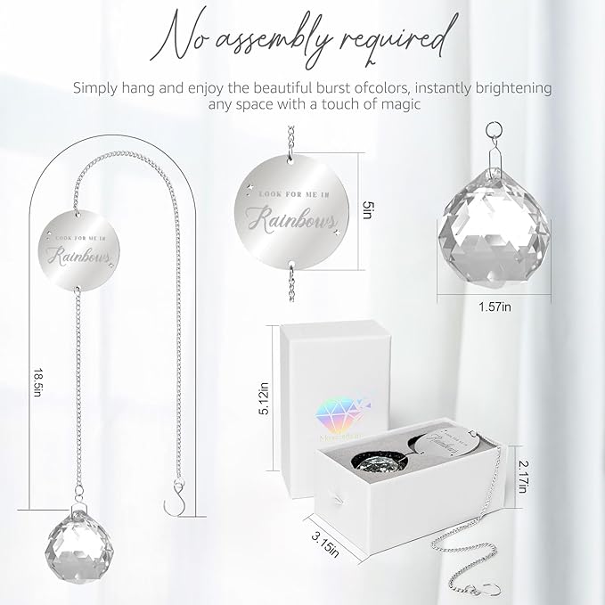 Memorial Gifts for Loss of Loved One, Unique Sympathy Idea, Clear Crystal Ball Grief Suncatcher, Rainbow Bereavement Box for Mom Dad Husband Son Daughter