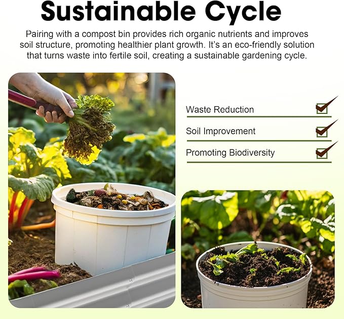 8x2ft Oval Galvanized Raised Garden Bed Kits 16" Tall Outdoor Large Metal Modular Planter Box 9-in-1 Raised Beds for Gardening,Vegetables,Fruits,Flowers & Herbs (Silver)