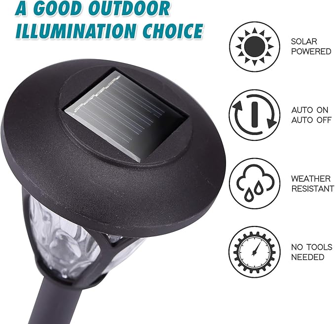 HECARIM Solar Lights Outdoor, 10 Pack Solar Pathway Lights, Solar Powered Garden Lights, Waterproof LED Solar Landscape Lights for Walkway, Pathway, Lawn, Yard and Driveway…