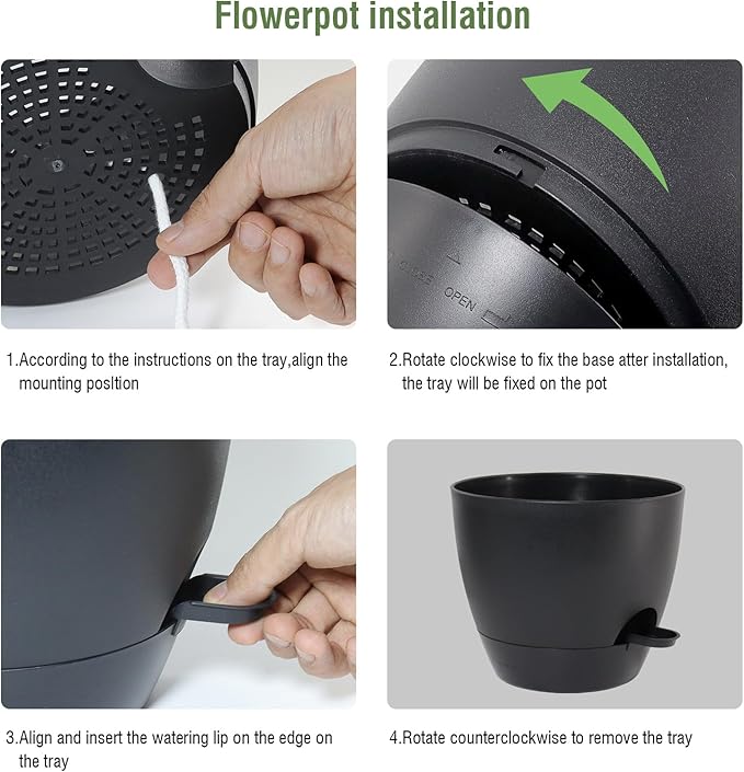 10 inch Self Watering Pots, 2 Pack Plastic Planters with Mesh Drainage Holes for Garden Plants and Flower, Plants Pots with Deep Reservoir for Indoor Outdoor Plants, Black